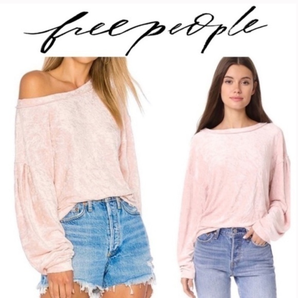 Free People We The Free pink crushed velvet Milan Layering top size medium